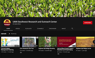 Screen capture of the Southwest Research and Outreach Center YouTube channel